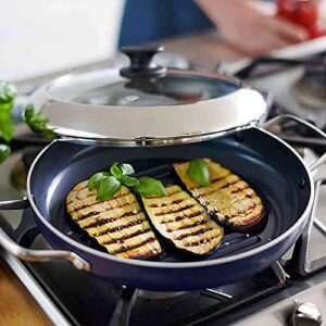 Blue Diamond Grill Genie Pan - Ceramic Nonstick 11-Inch Covered in Blue