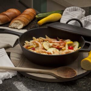 Bayou Classic 7453 12-in and 14-in Cast Iron Skillet Set Features Pour Spouts Perfect For Breakfast Pan Frying Sautéing and Baking