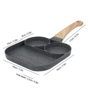 yaogohua Fried Divided Egg Cooker, Egg Pan Burger Pan, 3 Section Divided Grill Frying Pan Non Stick Omelet Pan for Home Kitchen, for Breakfast, Pancake, Poached Egg