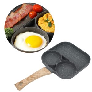 yaogohua Fried Divided Egg Cooker, Egg Pan Burger Pan, 3 Section Divided Grill Frying Pan Non Stick Omelet Pan for Home Kitchen, for Breakfast, Pancake, Poached Egg