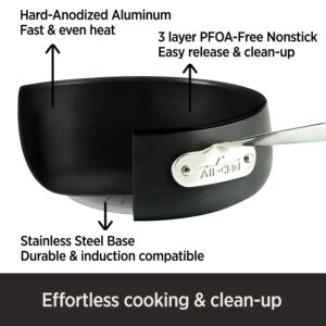 All-Clad HA1 Hard Anodized Nonstick Sauté Pan with Lid 4 Quart Induction Pots and Pans, Cookware Black & E7854464 HA1 Hard Anodized Nonstick Soup Stock Pot Cookware, 4-Quart, Black