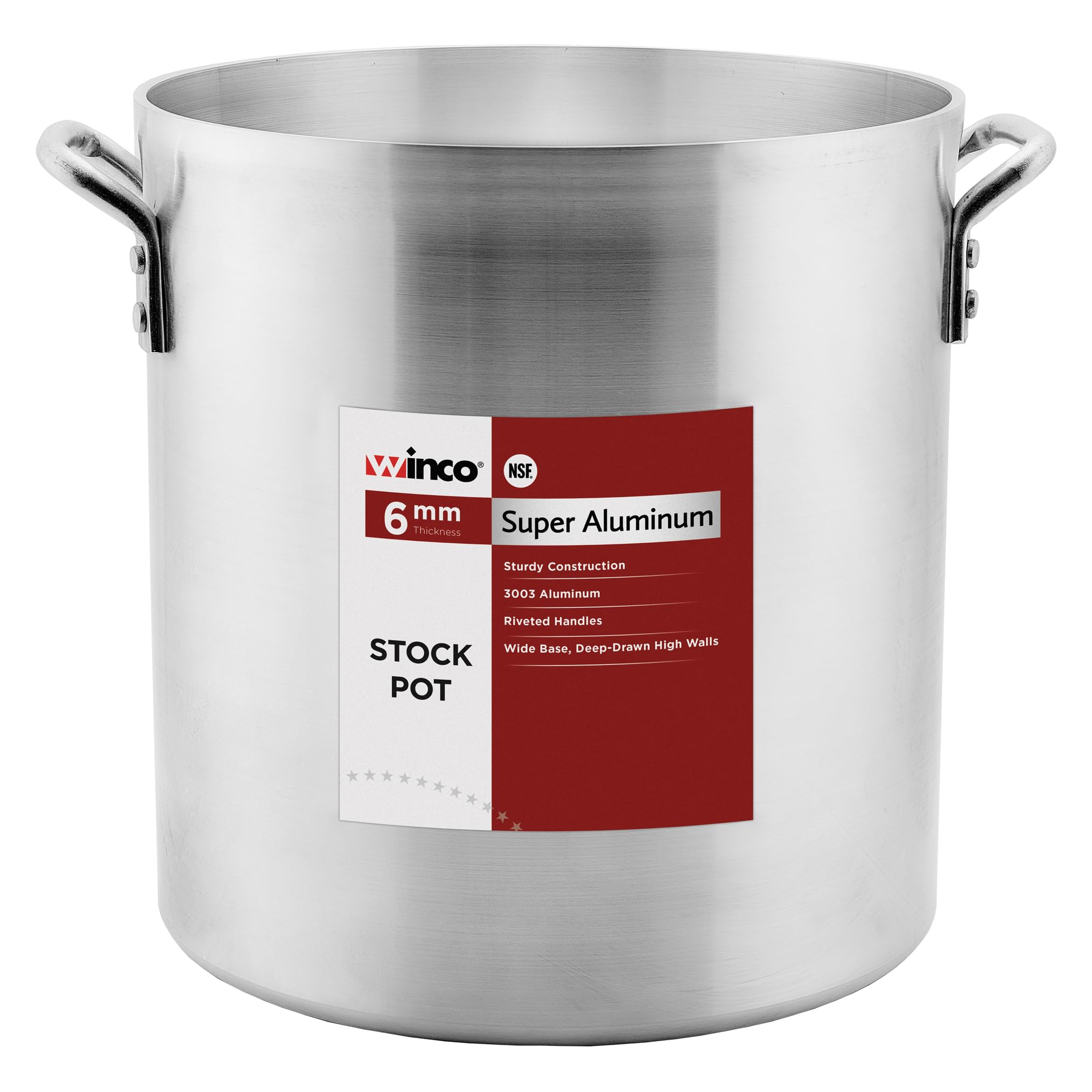 Winco USA Super Aluminum Stock Pot, Extra Heavy Weight, 60 Quart, Aluminum