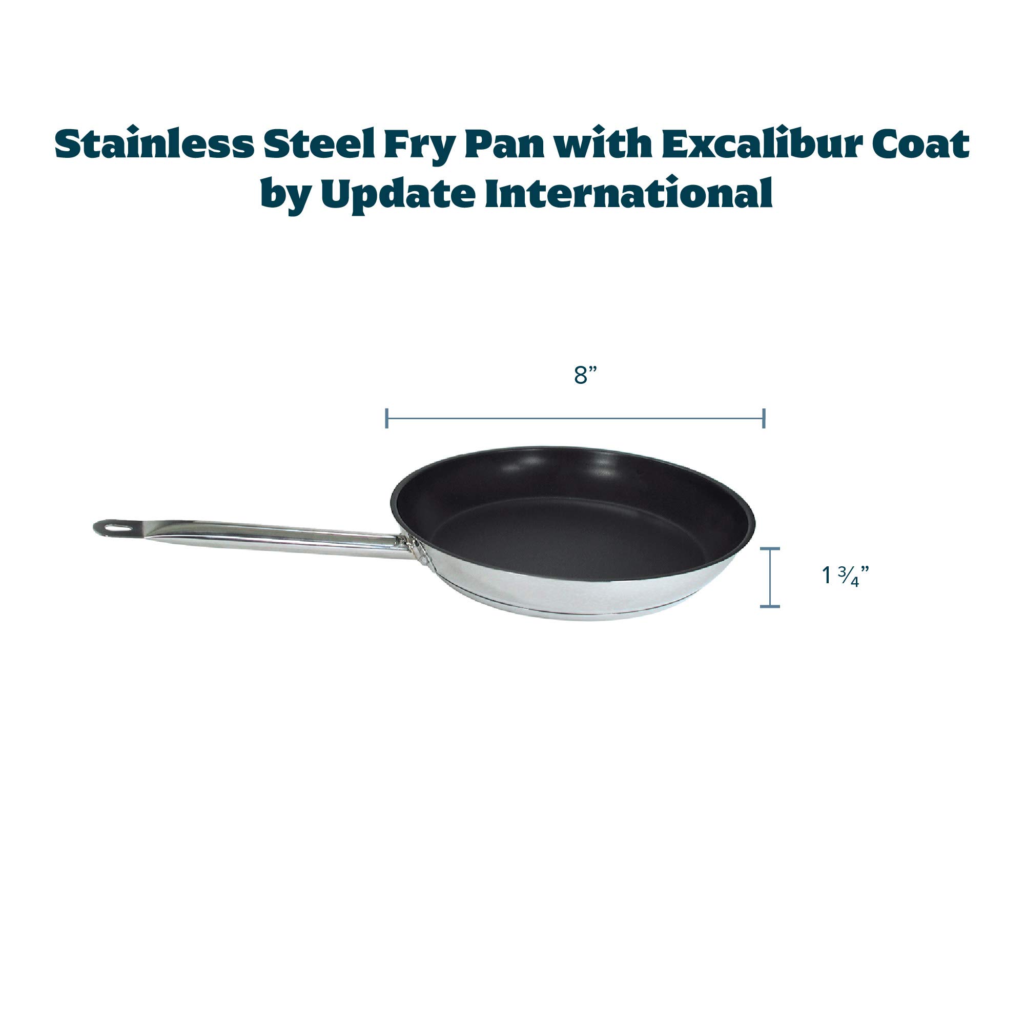 Update International Induction Fry Pan, 8-Inch, Excalibur Coated SuperSteel