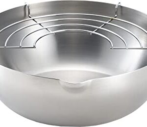 Yoshikawa SJ3391 Tempura Pot, 7.9 inches (20 cm), Gas Flame and Induction Compatible, Made in Japan, Stainless Steel