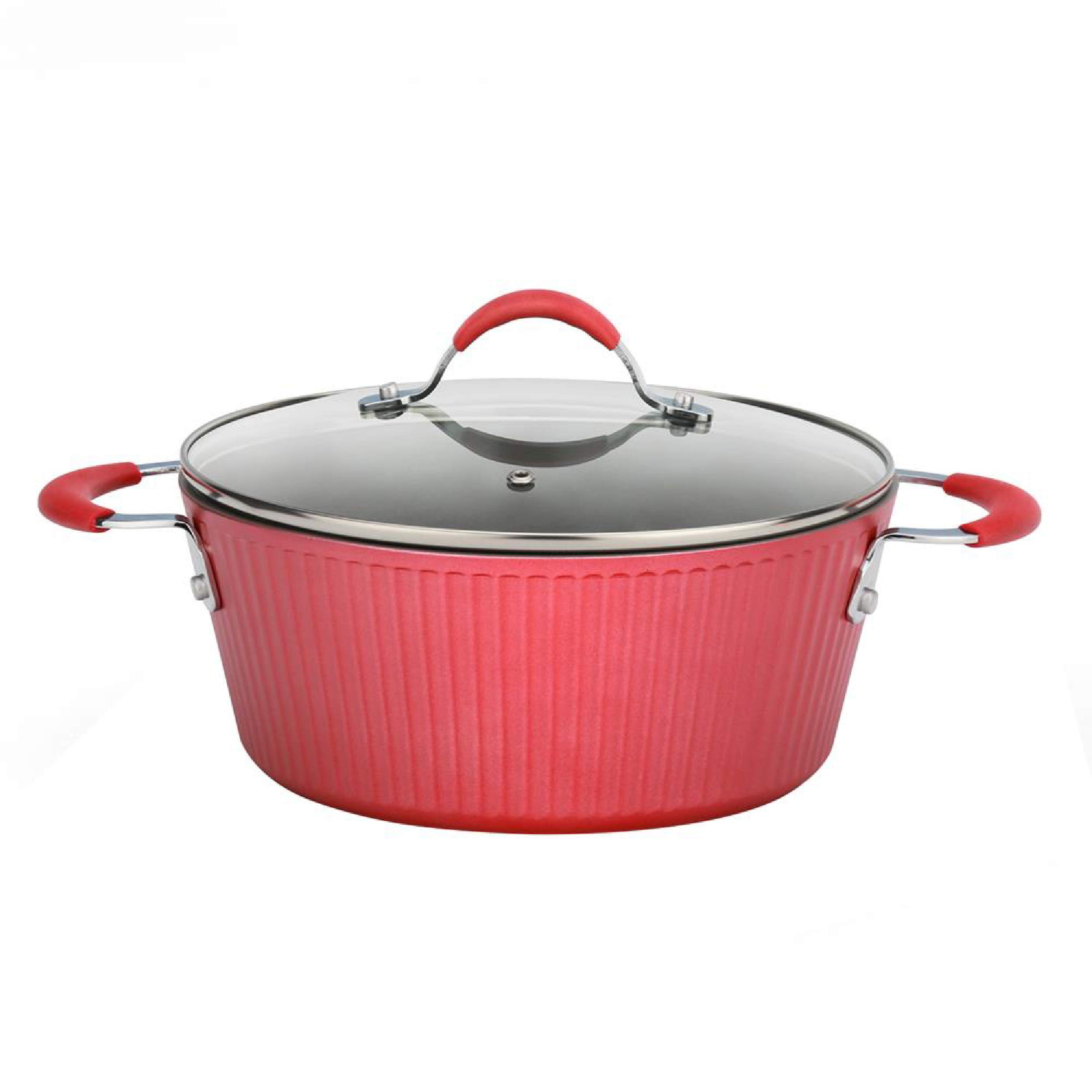 NutriChef Durable Non-Stick Dutch Oven Pot - High-Qualified Kitchen Cookware with See-Through Tempered Glass Lids, 3.6 Quarts, Works with Model: NCCW11RDL, One Size, Red - NutriChef PRTNCCW11RDLDOP