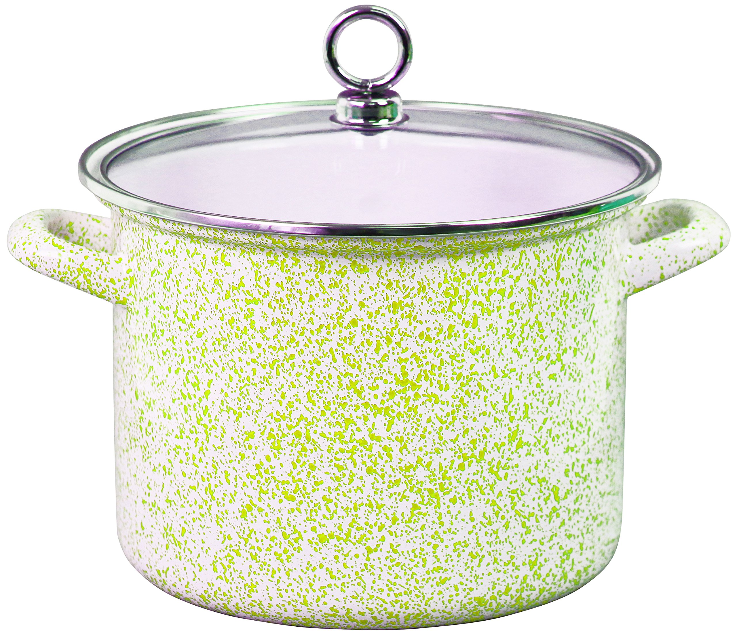 Calypso Basics by Reston Lloyd Enamel Stock Pot with Glass Lid, 2.5 quart, Lime/White Marble