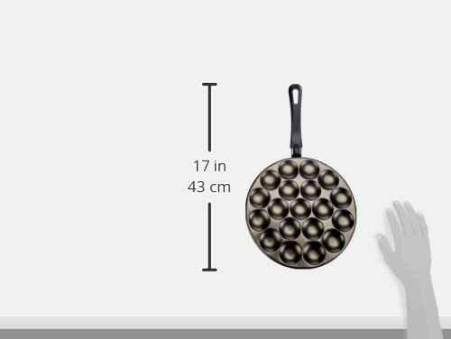 patisse Poffertjes Pan Set with Recipes Mixing Bottle and Reeds, Aluminium, Black, 25 cm 6 Units