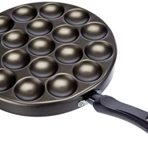 patisse Poffertjes Pan Set with Recipes Mixing Bottle and Reeds, Aluminium, Black, 25 cm 6 Units