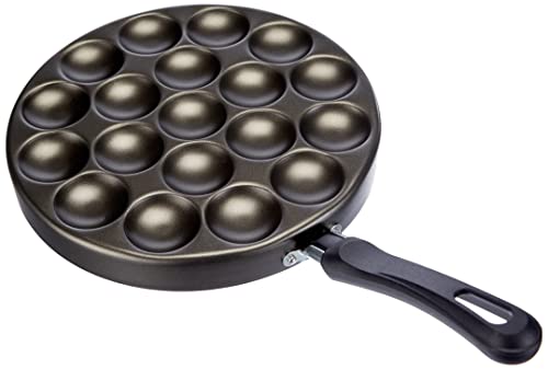 patisse Poffertjes Pan Set with Recipes Mixing Bottle and Reeds, Aluminium, Black, 25 cm 6 Units