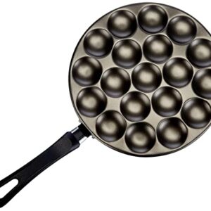 patisse Poffertjes Pan Set with Recipes Mixing Bottle and Reeds, Aluminium, Black, 25 cm 6 Units