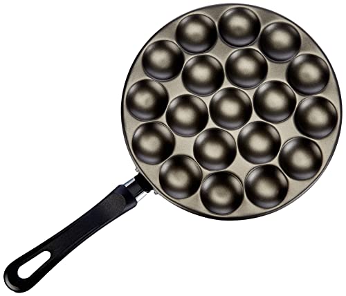 patisse Poffertjes Pan Set with Recipes Mixing Bottle and Reeds, Aluminium, Black, 25 cm 6 Units