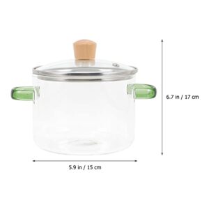 ERINGOGO Ramen Cookware Tea Pot Glass Pots Tea Kettle Stovetop Clear Glass Pot Kitchen Stew Pot Clear Saucepan Glass Pot for Soup Cooking Pot Mushroom Hand-pulled Noodle Binaural Butter