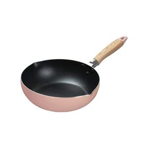 pearl metal hb-6661 frying pan, deep type, 9.4 inches (24 cm), induction compatible, compatible with all heat sources, fluorine treatment, pink, natural cook pure