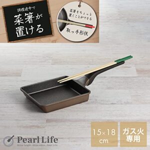 Pearl Metal HB-6787 Egg Frying Pan, 5.9 x 7.1 inches (15 x 18 cm), Mega Stone, For Gas Stoves, Can Hold Vegetable Chopsticks