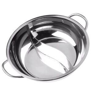 upkoch stainless steel shabu hot pot divided hot pot pan dual sided soup cookware cooking pot with divider for induction cooktop gas stove