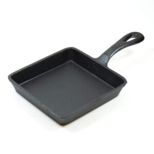 old mountain cast iron pre seasoned 5.75 inch square skillet, set of 6