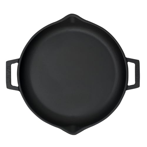 Lava Signature Cast-Iron Frying /Grill Pan with Iron handles- 12 inch, Slate Black