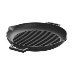 lava eco enameled cast iron 12 in. round grill pan, slate black