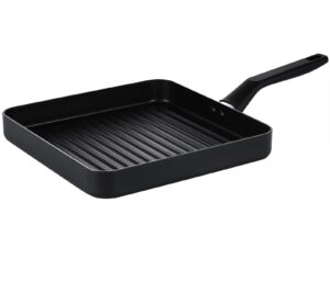 qstar nonstick 10.5 inch grill pan for stove tops hard-anodized aluminum pfoa free, square, black