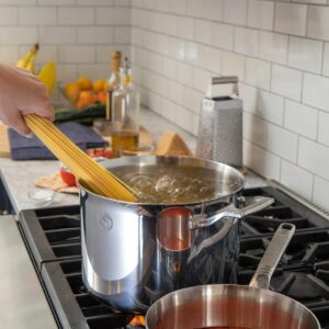 SAVEUR SELECTS Tri-ply Stainless Steel 8-Quart Stock Pot with Lid, Induction-ready, Dishwasher Safe, Voyage Series