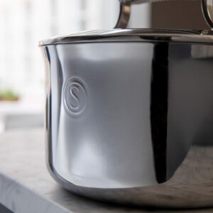 SAVEUR SELECTS Tri-ply Stainless Steel 8-Quart Stock Pot with Lid, Induction-ready, Dishwasher Safe, Voyage Series