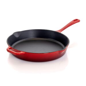 Megachef Enamel Cast Iron Skillet, 10.25 Inch, Red