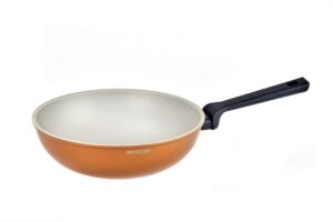 salutella zerocolor unique nonstick health aluminum wok pan diameter 28 cm capacity 4.4 l, copper, 11 inch