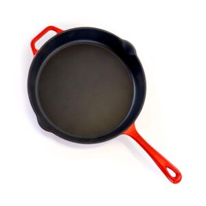 Megachef Enamel Cast Iron Skillet, 10.25 Inch, Red