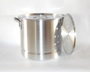 32 qt quart 8 gal aluminum stock tamale pot w/steamer rack and lid