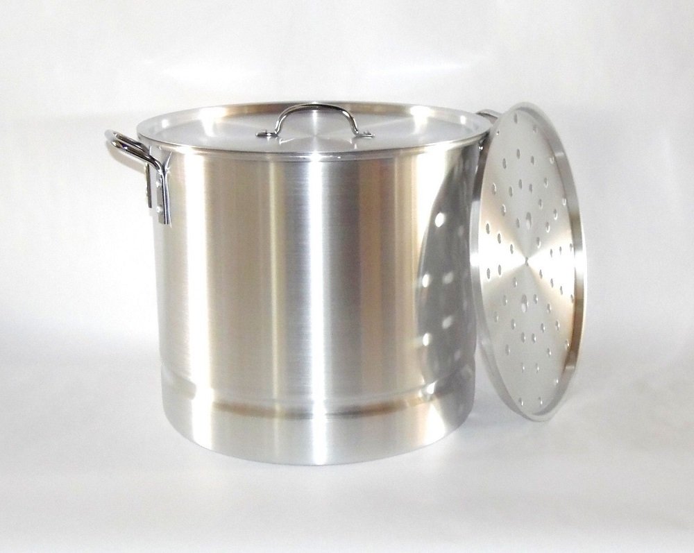 32 QT Quart 8 Gal Aluminum Stock Tamale Pot w/Steamer Rack and Lid