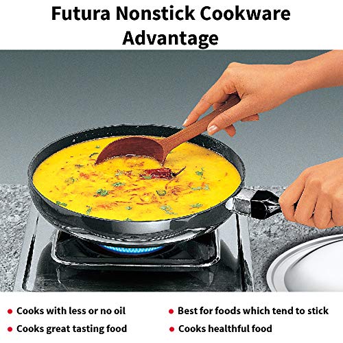 Futura Non-Stick 10-Inch Frying Pan Indian Style with Stainless Steel Lid