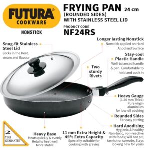 Futura Non-Stick 10-Inch Frying Pan Indian Style with Stainless Steel Lid