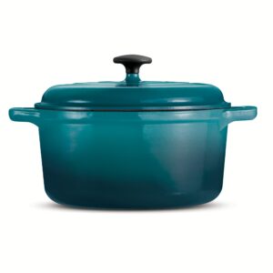 tramontina enameled cast-iron round dutch oven 6.5 qt (teal) 80131/631ds