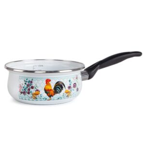 Enamel Aluminum Saucepan Butter Warmer Milk Boiling Melting Pot Golden Rooster Enamel Saucepan 1.45-qt. (1.4 L) Cookware Soup Pot