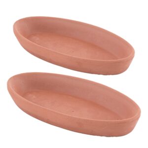 handmade oval clay pan set of 2, lead-free terracotta pots for cooking fishes, meat, vegetables, or mushrooms, unglazed earthen pottery cookware suitable for stovetop and oven-cooking (large 12.2 in)