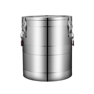 stockpots large stock pot,304 stainless steel sealed bucket, can hang the lid，double-layer thickened, 24-hour heat preservation (color : silver, size : 26cm29cm(10l))