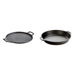 lodge 14 inch cast iron pizza pan and 17 inch cast iron skillet bundle