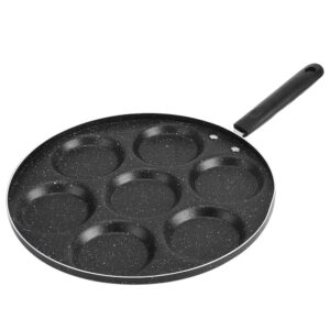 hyuduo aebleskiver pan with 7 holes, non stick fried eggs pancake cooking frying pan, kitchen cookware burger,pot