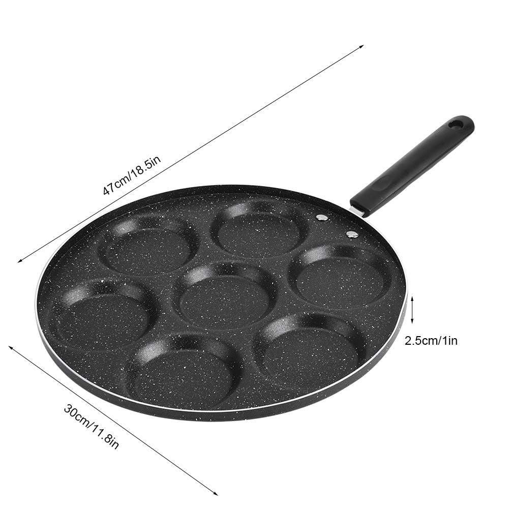 Hyuduo Aebleskiver Pan with 7 Holes, Non Stick Fried Eggs Pancake Cooking Frying Pan, Kitchen Cookware Burger,Pot