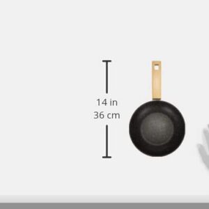 ALLUFLON Etnea Wood Edition Frying Pan, Hardoise Non-Stick and Anti-Scratch Coating, Wood Effect Handle, Safe, 20 cm