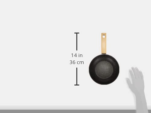ALLUFLON Etnea Wood Edition Frying Pan, Hardoise Non-Stick and Anti-Scratch Coating, Wood Effect Handle, Safe, 20 cm