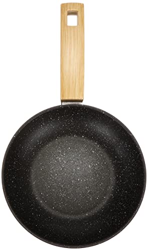 ALLUFLON Etnea Wood Edition Frying Pan, Hardoise Non-Stick and Anti-Scratch Coating, Wood Effect Handle, Safe, 20 cm