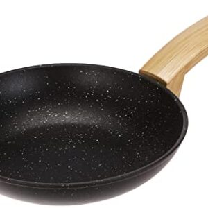 ALLUFLON Etnea Wood Edition Frying Pan, Hardoise Non-Stick and Anti-Scratch Coating, Wood Effect Handle, Safe, 20 cm