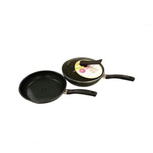 Happycall 5 Layer Diamond Nonstick Pan and Wok 3-piece Set, 11inch, PFOA-Free, Cookware Set, Dark Brown