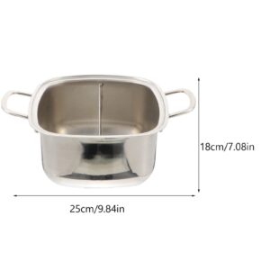 SHERCHPRY Pan Divider Stainless Steel Cookware Hot Pot with Divider Shabu Shabu Hot Pots Stainless Steel Pot for Induction Cooktop Gas Stove M Stainless Steel Wok Supplies