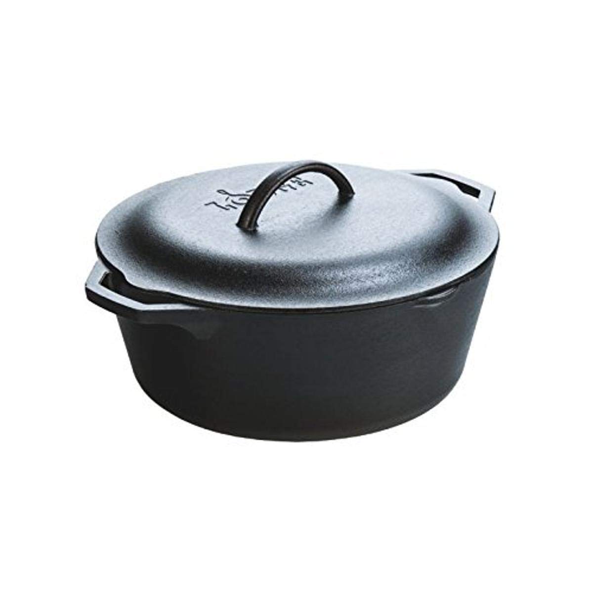 Lodge Cast Iron Serving Pot Dutch Oven with Dual Handles, Pre-Seasoned, 7-Quart,Black | Lodge Manufacturing Company GL12 Tempered Glass Lid, 12", Clear Bundle