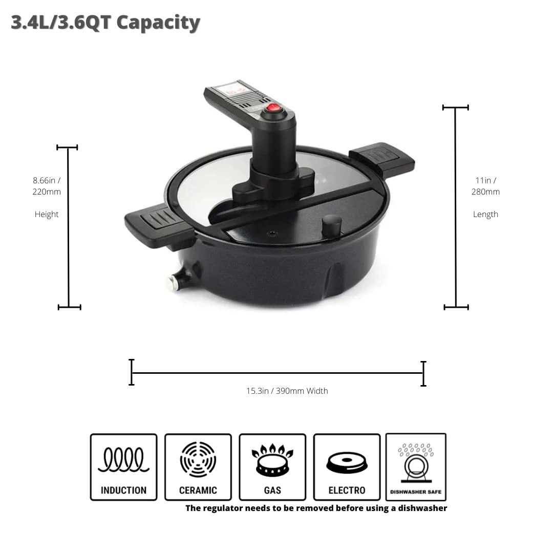 GENAU Automatic Stirrer for Cooking - Hands Free Automatic Pot Stirrer with Pot for Convenient Cooking | Ceramic Coated Self Stirring Pot with Silicone Spatula and Transparent Lid | Battery Powered