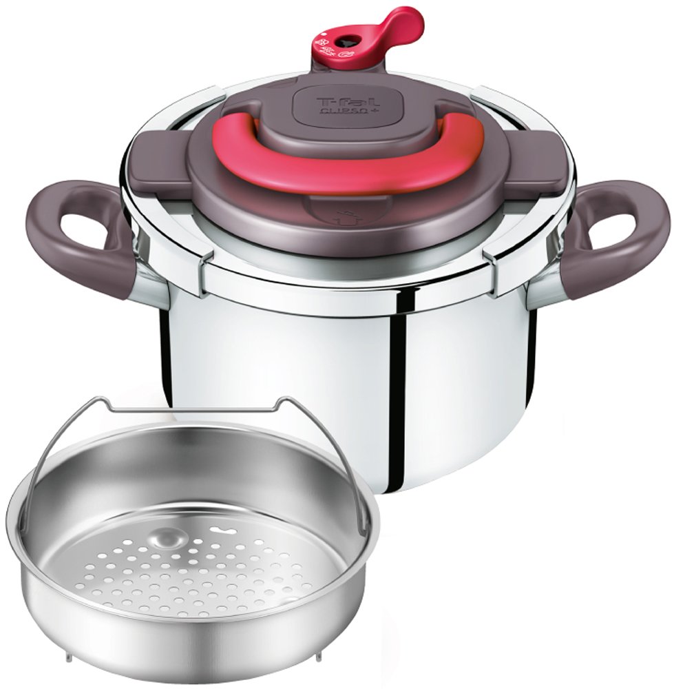 T-fal pressure cooker"Kuripuso arch" one-touch opening and closing IH corresponding paprika Red 4L P4360432