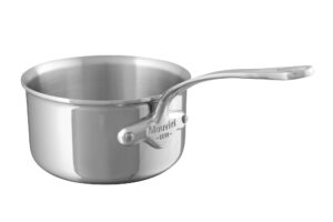 mauviel m'cook 5-ply polished stainless steel sauce pan, and cast stainless steel handle, 0.8-qt, made in france
