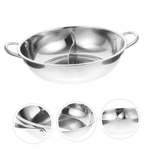 Operitacx Mandarin Duck Pot Stainless Steel Stock Pot Braising Pan with Lid Stainless Steel Cookware Asian Hot Pot Stainless Steel Pot Divided Pan Stainless Steel Cooking Pot Kitchen Supply